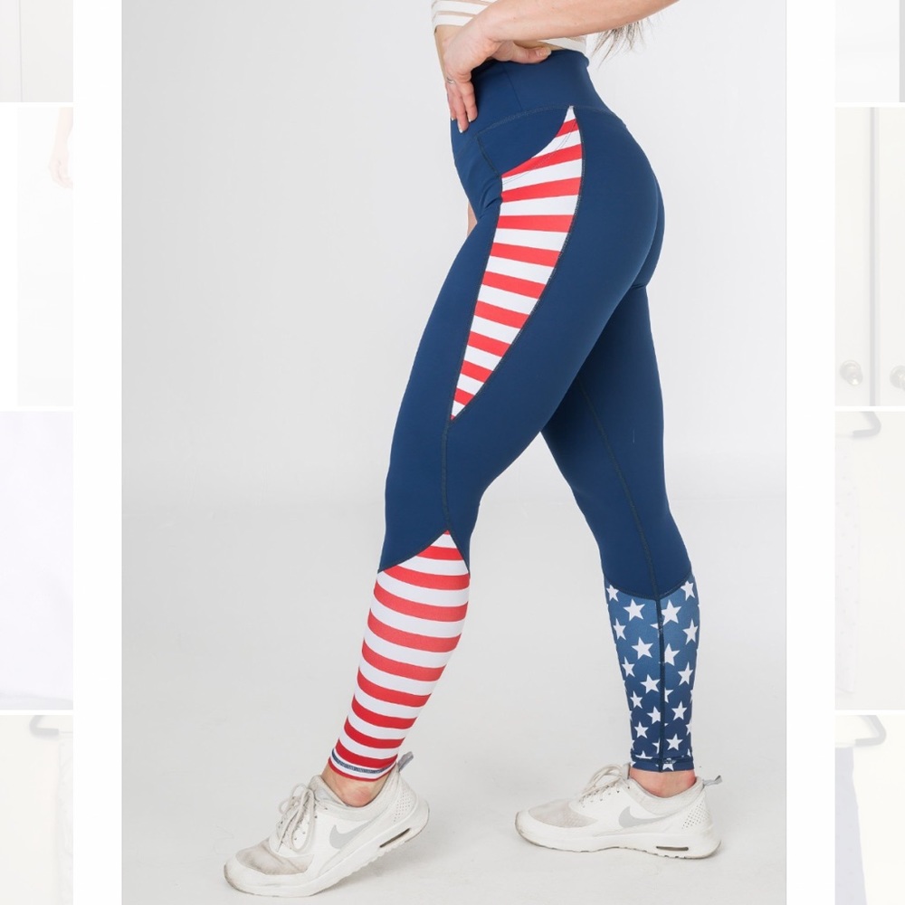 Curves and Combat Boots Red, White & Blue Leggings